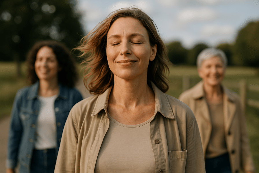 אישה מביטה לעבר האופק, מסמלת תקווה ושחרור מהעבר