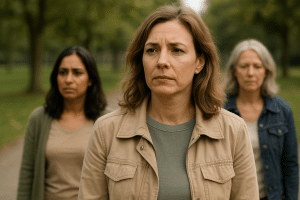 A woman standing at a crossroads, representing decision making