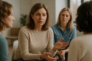 תיאור תמונה ברור בנושא 'טכניקות NLP לשינוי מחשבתי', אישה צופה לזריחה ומסמלת התחלה חדשה