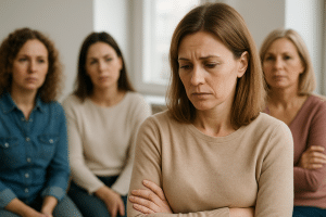 תיאור תמונה ברור בנושא 'חוסר ביטחון עצמי אצל נשים'