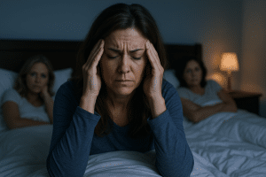 תיאור תמונה ברור בנושא 'איך לעצור מחשבות חרדתיות שחוזרות בלילה?'