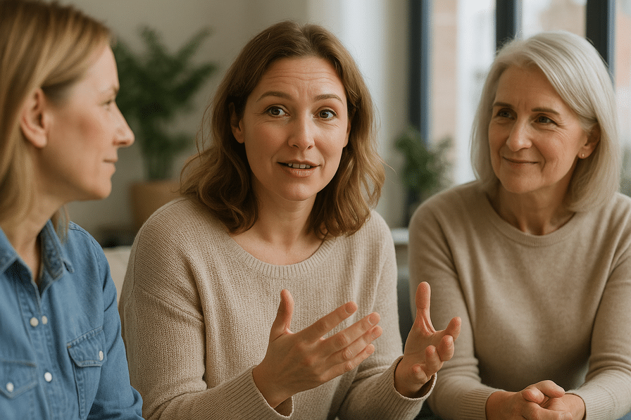 A couple engaged in a positive and harmonious conversation about improving their relationship.