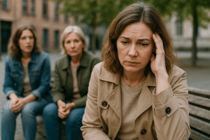 אישה שלווה ומלאה בטחון, מסמלת שחרור ממערכת יחסים רעילה