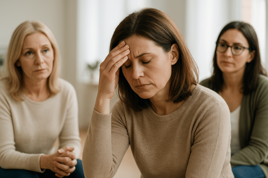 דימוי המתאר אפשרויות טיפול בחרדה ללא תרופות, כולל סדנאות, פעילות גופנית ומדיטציה.